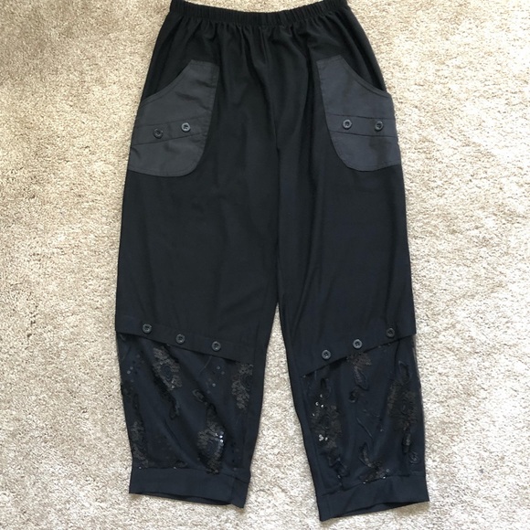 Black hobo stretch ankle pants, Large - Picture 2 of 8